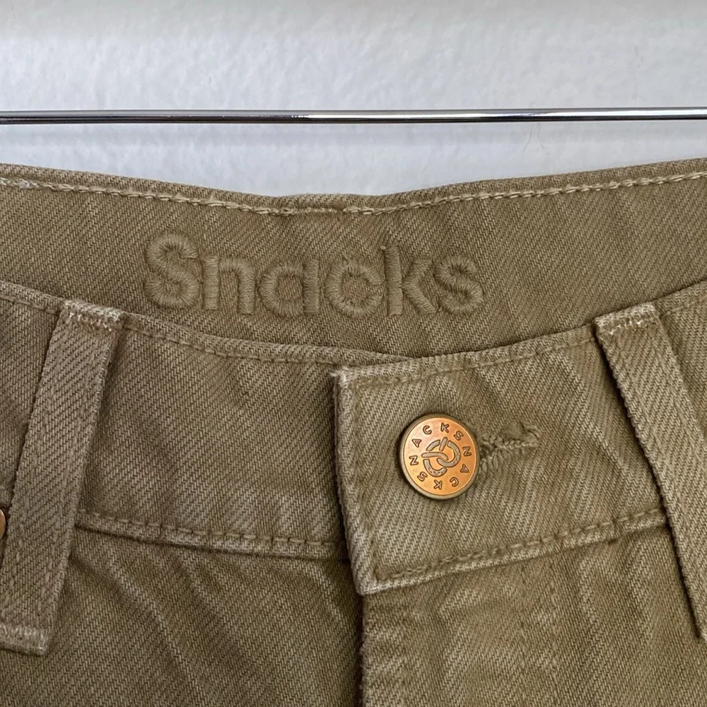 Mother Snacks High Waisted Double Stack Ankle Straight Leg Jeans Army Green 25 - Picture 9 of 14